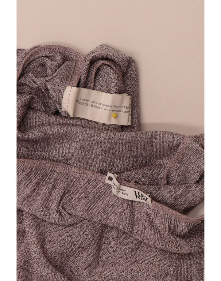 Zara Damen-Flare-Freizeithose, Größe L, W34, L32, Grau, Polyester