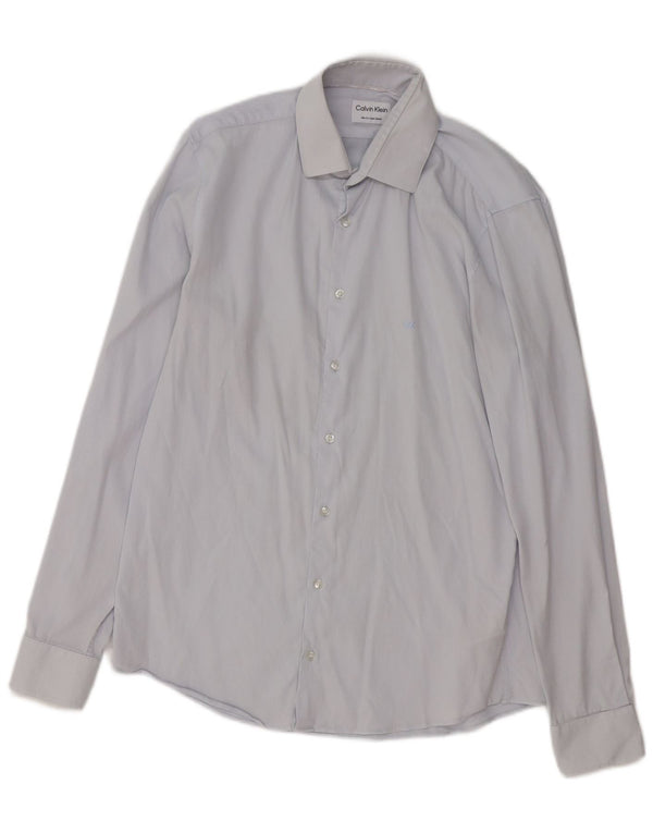 Calvin Klein Herren Slim Fit Hemd Größe 39 Mittelblaue Baumwolle