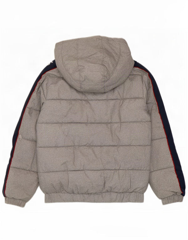 Levi's Jungen wattierte Jacke mit grafischer Kapuze, 11–12 Jahre, graues Farbblockdesign