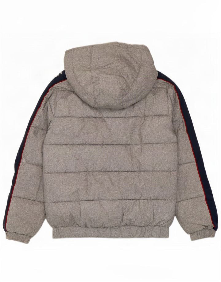 Levi's Jungen wattierte Jacke mit grafischer Kapuze, 11–12 Jahre, graues Farbblockdesign
