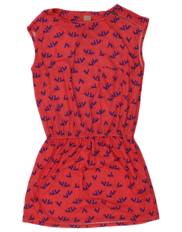 Zara Womens Sleeveless Drop Waist Dress UK 12 Medium Pink Animal Print