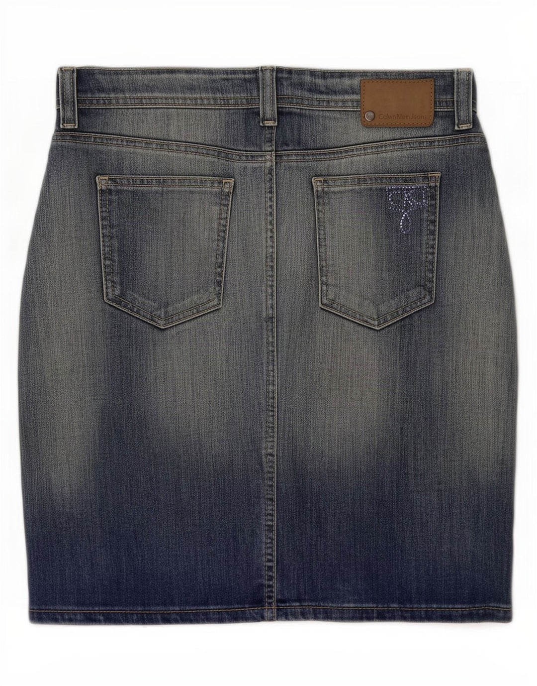 Calvin Klein Damen-Jeansrock, mittelgroß, W29, blaue Baumwolle