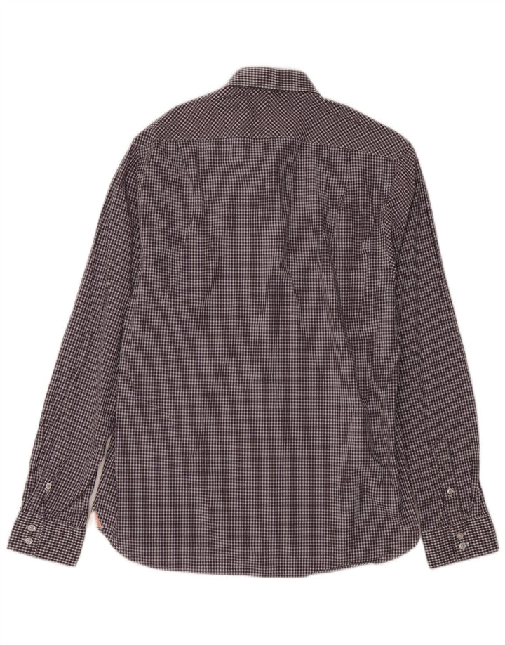 Ben Sherman Herrenhemd, Größe 16, groß, lila Gingham-Baumwolle