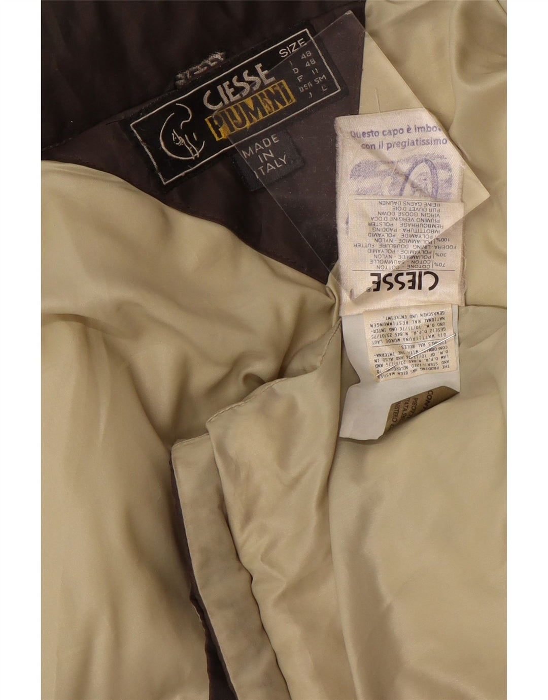 Ciesse Piumini Herren Loose Fit Wattierte Jacke IT 48 Small Braun Baumwolle