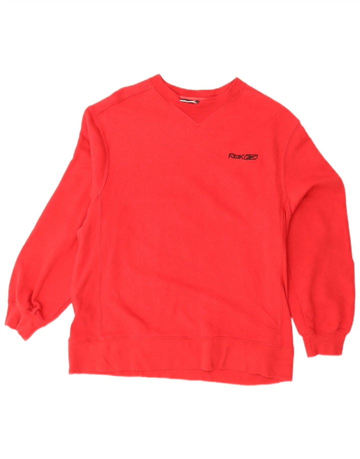 REEBOK Damen Sweatshirt Pullover UK 16 Große rote Baumwolle