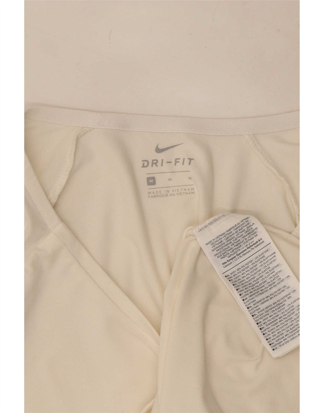 Nike Damen Dri Fit Top 3/4 Ärmel UK 12 Medium Weiß Polyester