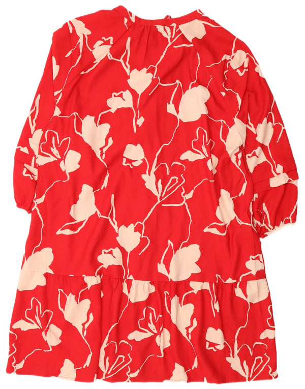 Phase Eight Damen-Kleid mit 3/4-Ärmeln, lockerer Passform, gestuftes Kleid, UK 18, XL, rotes Blumenmuster