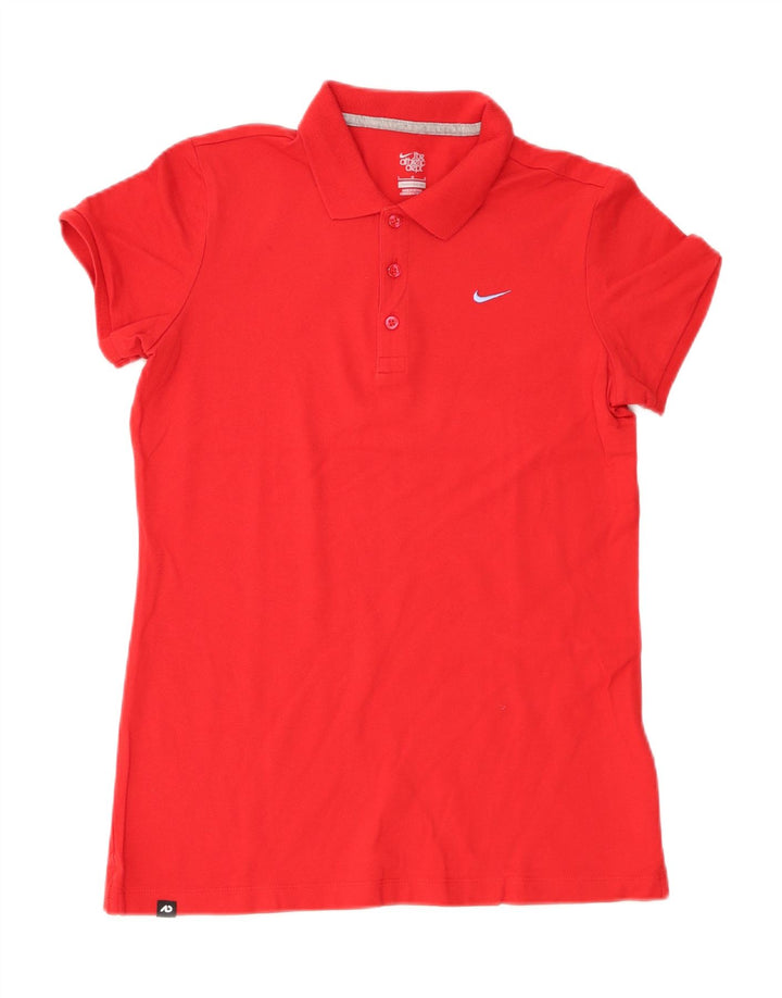 Nike Damen Poloshirt UK 16 Große rote Baumwolle