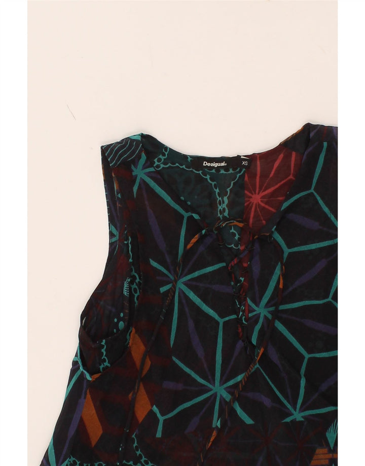 DESIGUAL Womens Abstract Pattern Asymmetrical Dress UK 6 XS Multicoloured Vintage Desigual and Second-Hand Desigual from Messina Hembry 