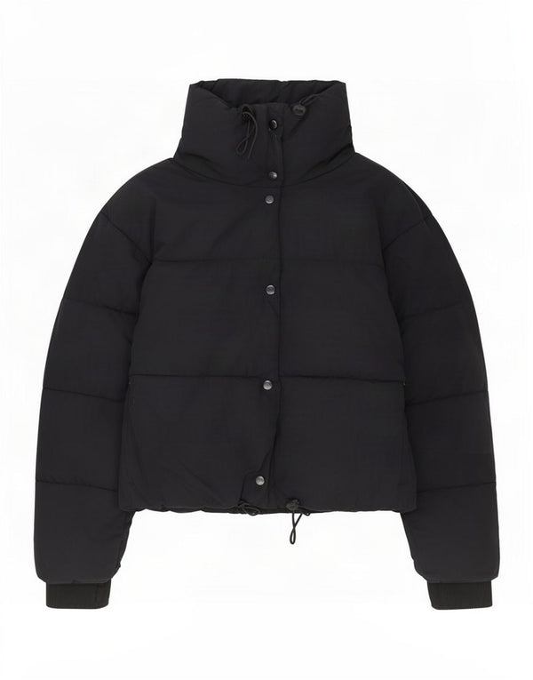 Zara Damen Übergroße wattierte Jacke UK 10 Small Schwarz Polyester