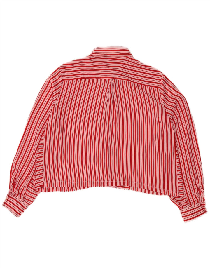 Benetton Damen Crop Shirt Bluse UK 18 XL Rot gestreift