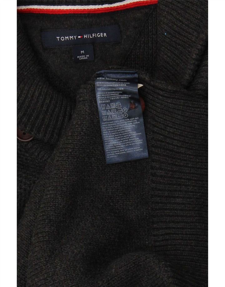 Tommy Hilfiger Herren-Pullover mit Schalkragen, mittelgraue Baumwolle