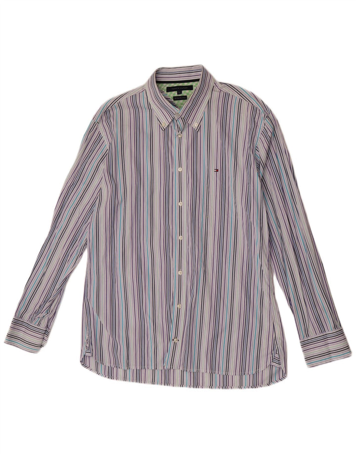 Tommy Hilfiger Herrenhemd, groß, blau gestreift, Baumwolle