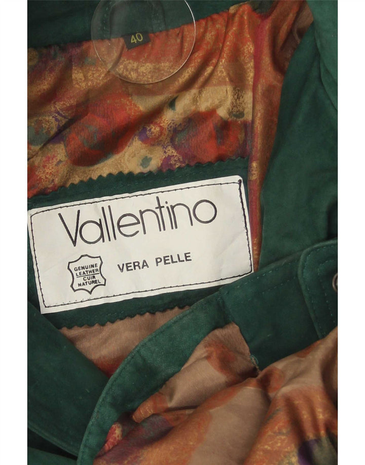 Vintage Damen Wildleder übergroße Parkajacke IT 40 Kleines grünes Leder