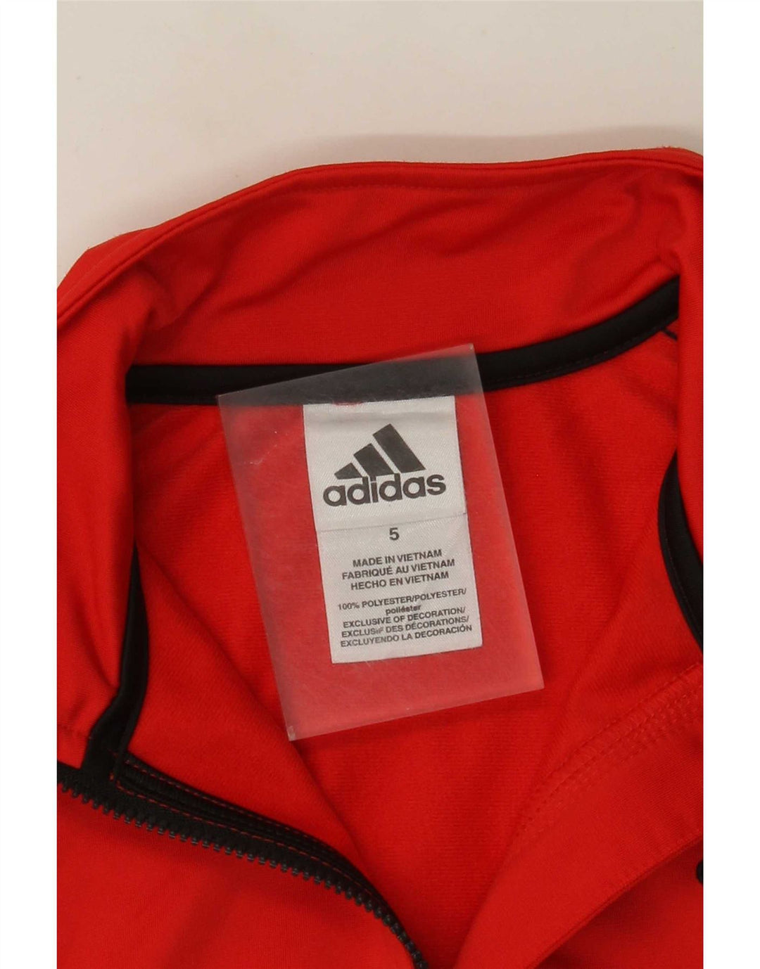 Adidas Jungen-Trainingsanzug-Top-Jacke, 4–5 Jahre, rotes Farbblock-Polyester