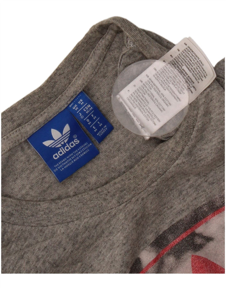 Adidas Herren Grafik-T-Shirt-Oberteil aus mittelgrau gefleckter Baumwolle