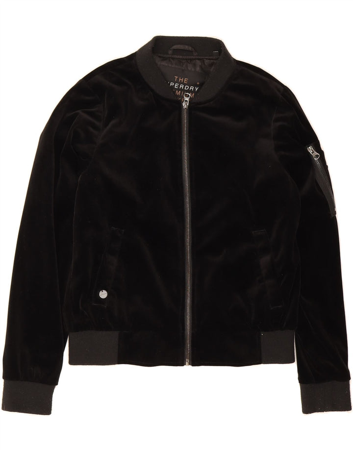 SUPERDRY Womens Bomber Jacket UK 10 Small Black Polyester Vintage Superdry and Second-Hand Superdry from Messina Hembry 