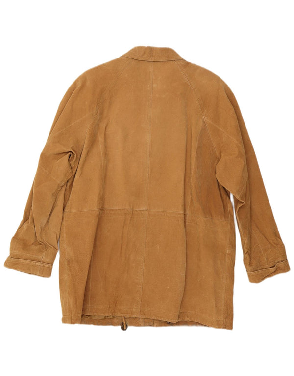Vintage Damen Übergroßer Wildledermantel UK 16 Großes beiges Leder