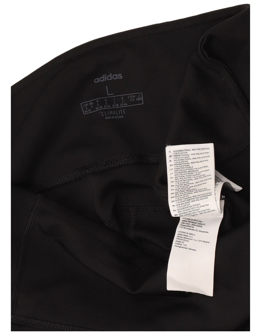 ADIDAS Damen Climalite Crop Leggings UK 16/18 Large Schwarz Polyester