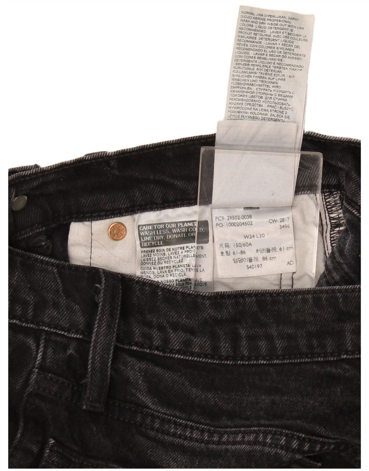 Levi's Damen 501 Straight Jeans W24 L30 Schwarze Baumwolle