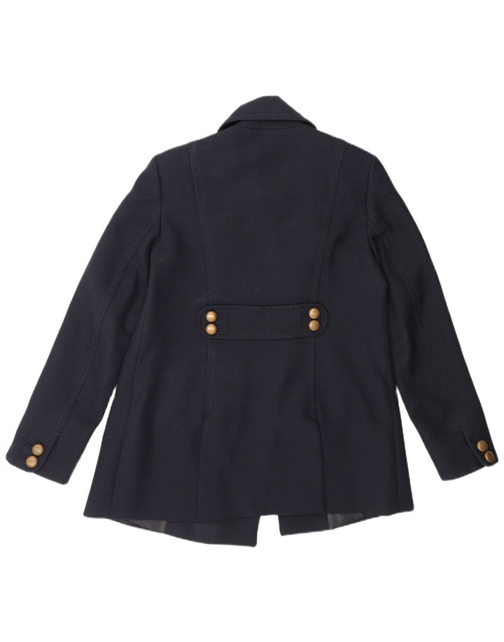 French Connection Damen Pea Coat UK 12 Medium Navy Blue Polyester