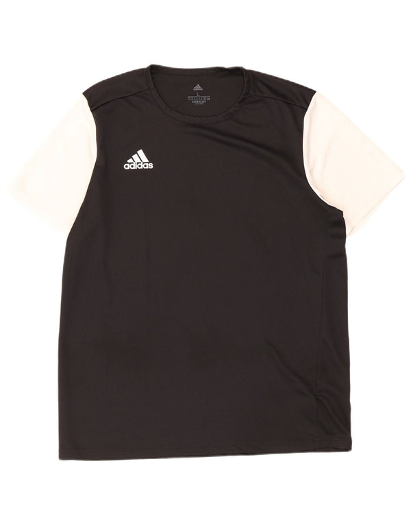 Adidas Herren Kurzarm-T-Shirt-Oberteil, großes, schwarzes Colourblock-Polyester