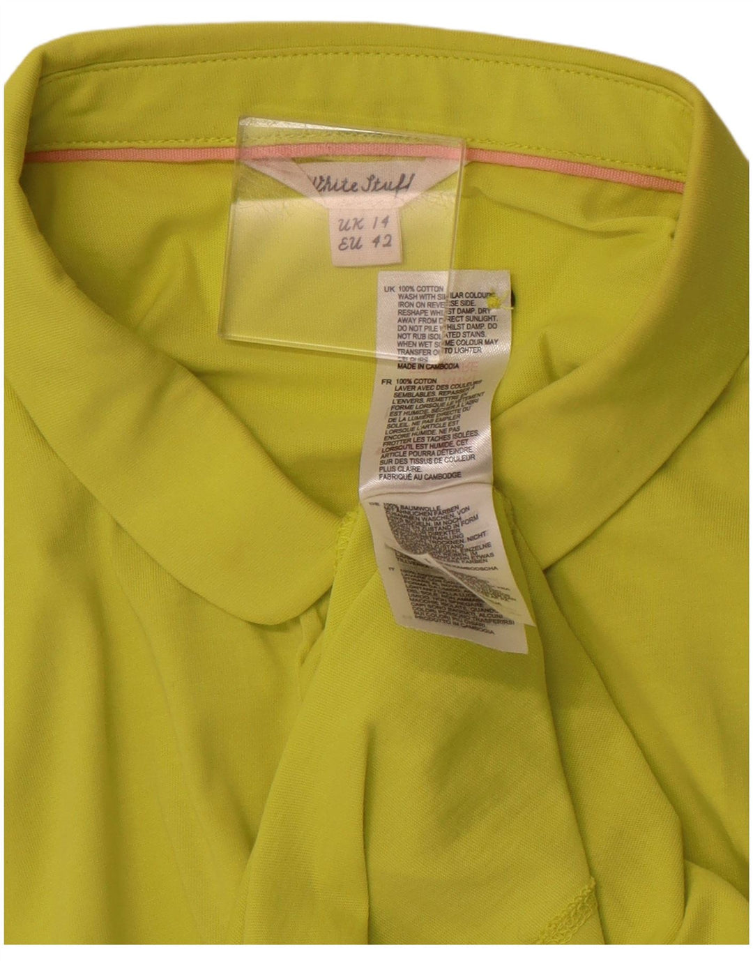 WHITE STUFF Damen Kurzarm-Hemdbluse UK 14 Mittelgrüne Baumwolle