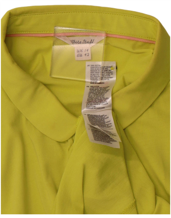 WHITE STUFF Damen Kurzarm-Hemdbluse UK 14 Mittelgrüne Baumwolle