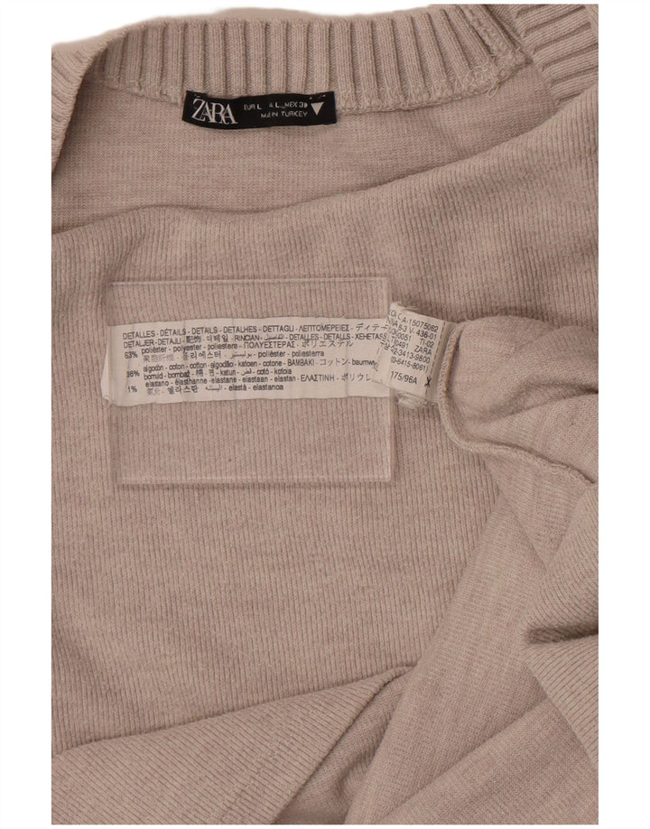 Zara Damen-Pullover, übergroß, Rundhalsausschnitt, Gr. 40, Größe L, Grau, Polyester