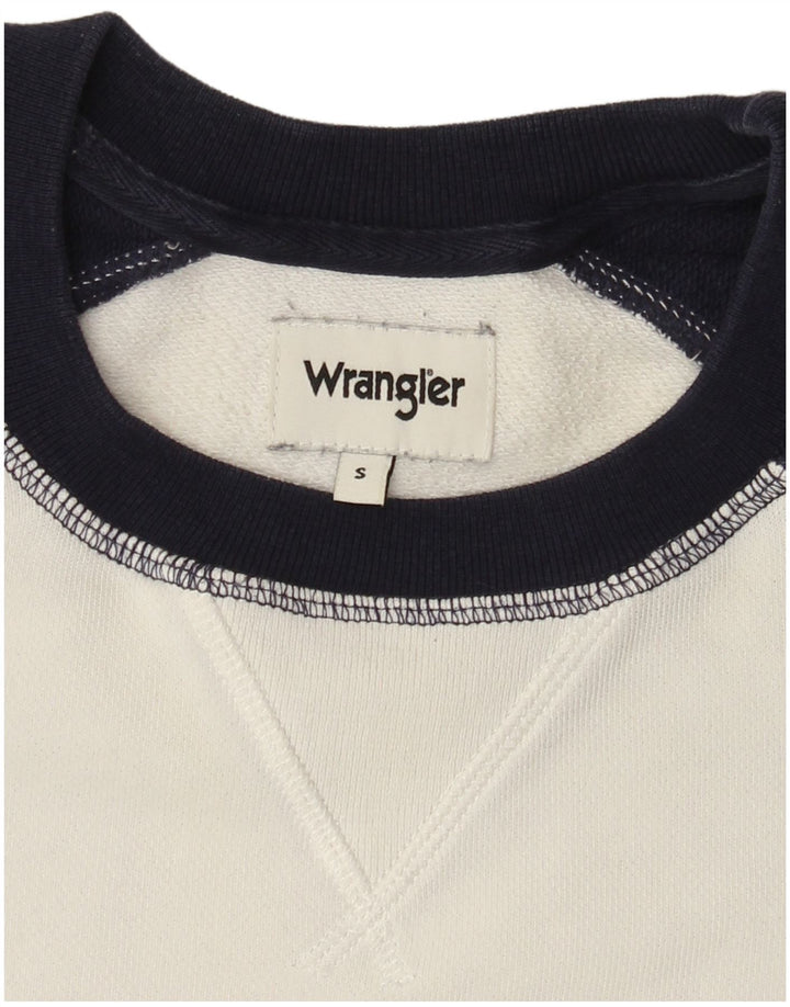Wrangler Herren-Sweatshirtpullover, Größe S, Weiß, Farbblockdesign