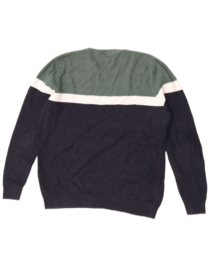 Marks & Spencer Herren-Pullover mit Rundhalsausschnitt, mittlerer Marineblau-Farbblock