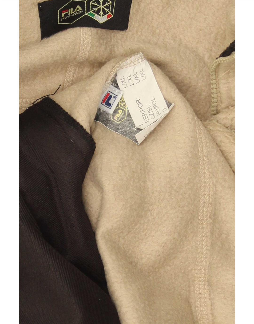 Fila Herren Fleecejacke UK 40 Large Beige Colourblock Polyester