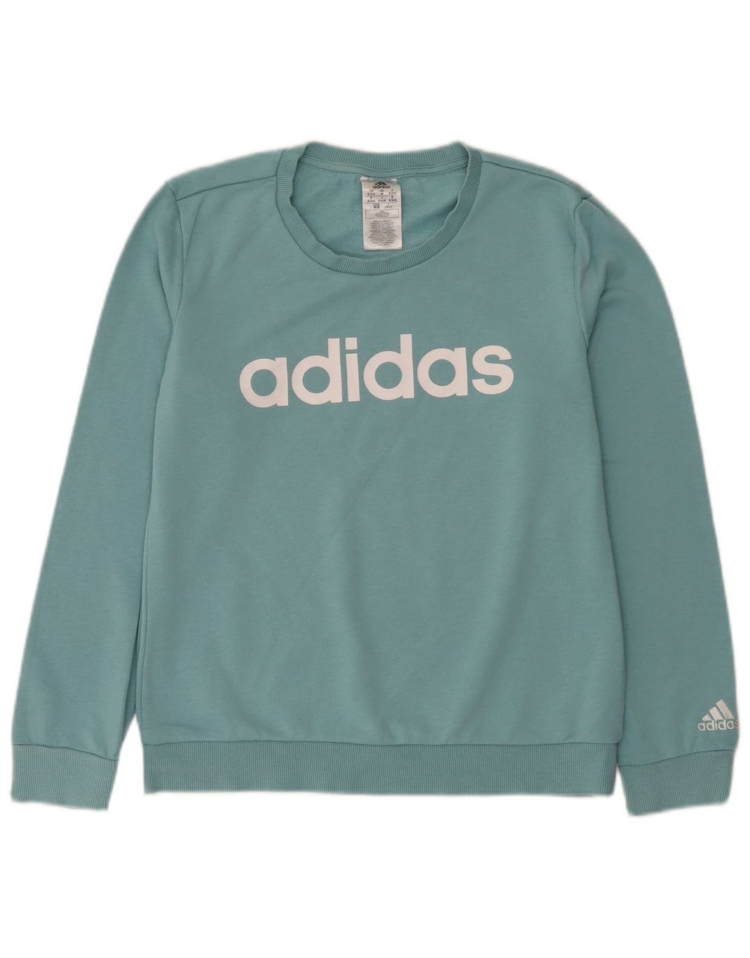 Adidas Damen Graphic Sweatshirt Pullover UK 12/14 Mittelblaue Baumwolle