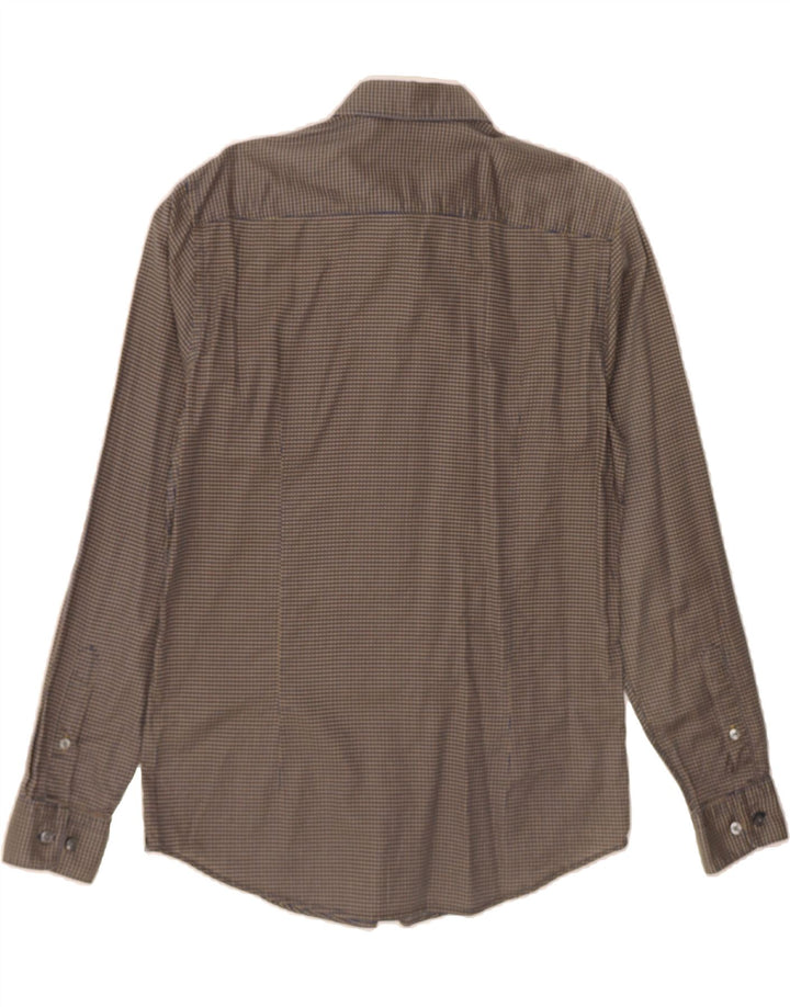 HUGO BOSS Mens Slim Fit Shirt Medium Brown Check Cotton Vintage Hugo Boss and Second-Hand Hugo Boss from Messina Hembry 