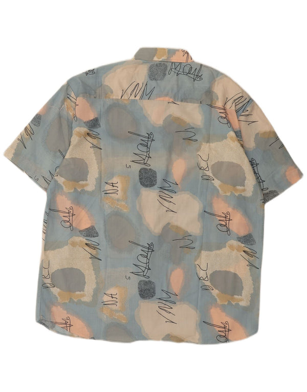 Vintage Herren-Kurzarmshirt mit abstraktem Muster, Größe 43/44 XL, Blau