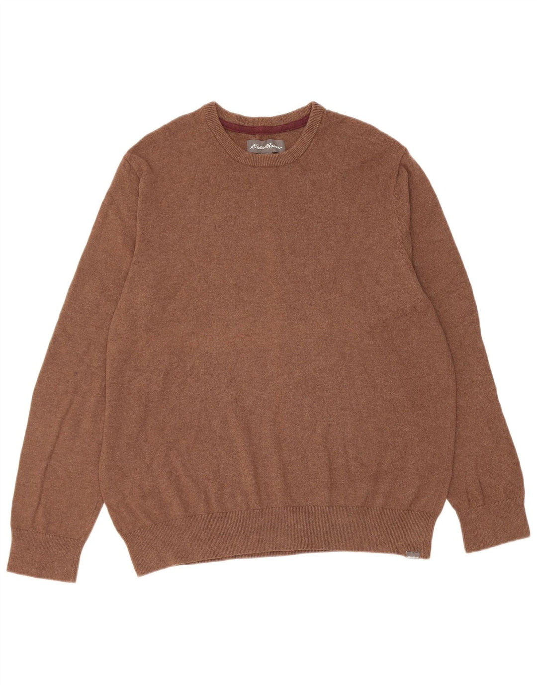 Eddie Bauer Herren-Pullover mit Rundhalsausschnitt, groß, braune Baumwolle