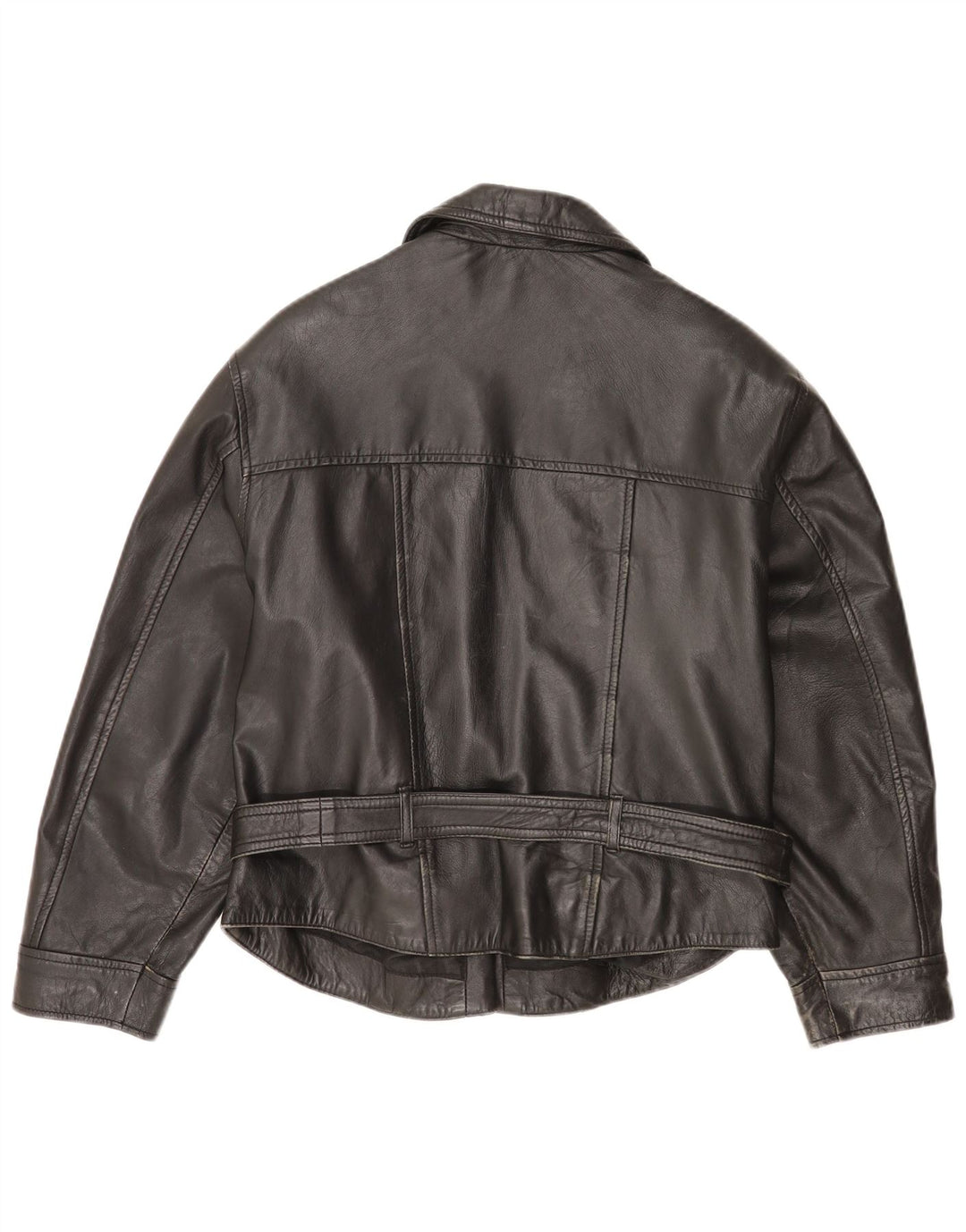 Vintage Damen Leder Bikerjacke UK 14 Großes schwarzes Leder