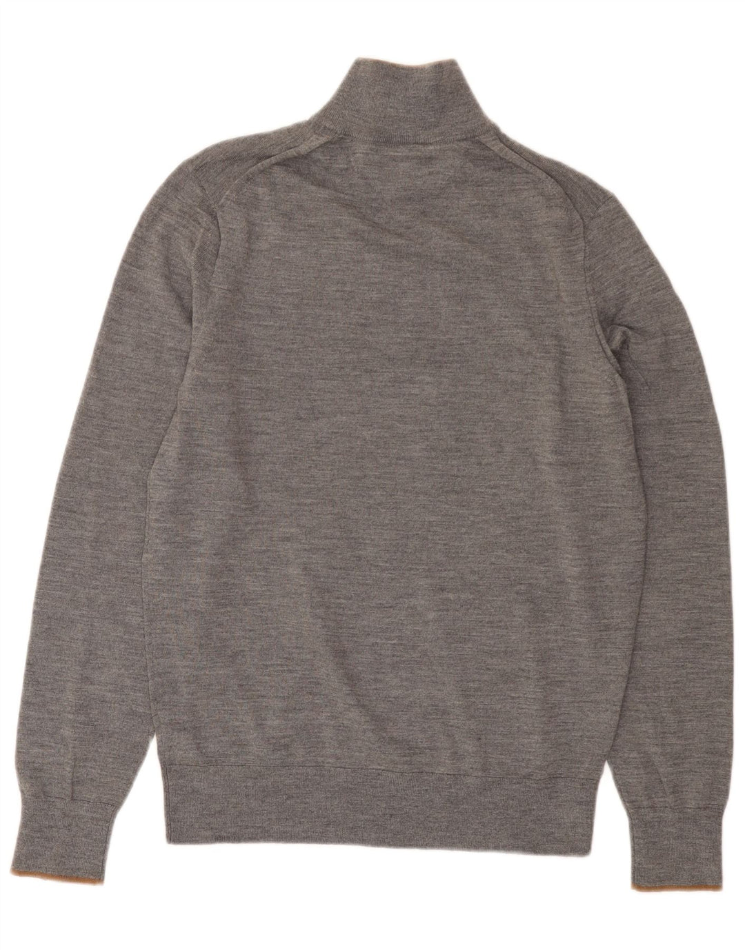 Tommy Hilfiger Herren-Pullover mit Reißverschluss am Hals, mittelgraue Merinowolle