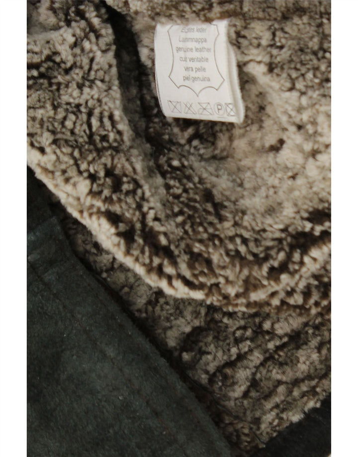 Vintage Herren Shearling Jacke UK 42 XL Schwarzes Leder