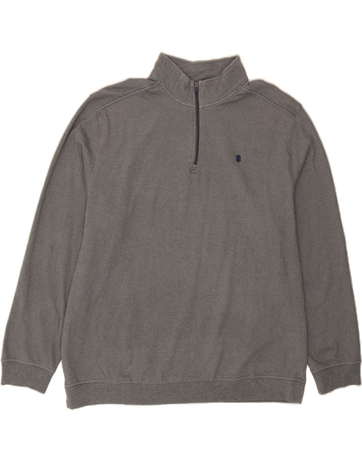IZOD Mens Zip Neck Sweatshirt Jumper 3XL Grey Polyester Vintage Izod and Second-Hand Izod from Messina Hembry 