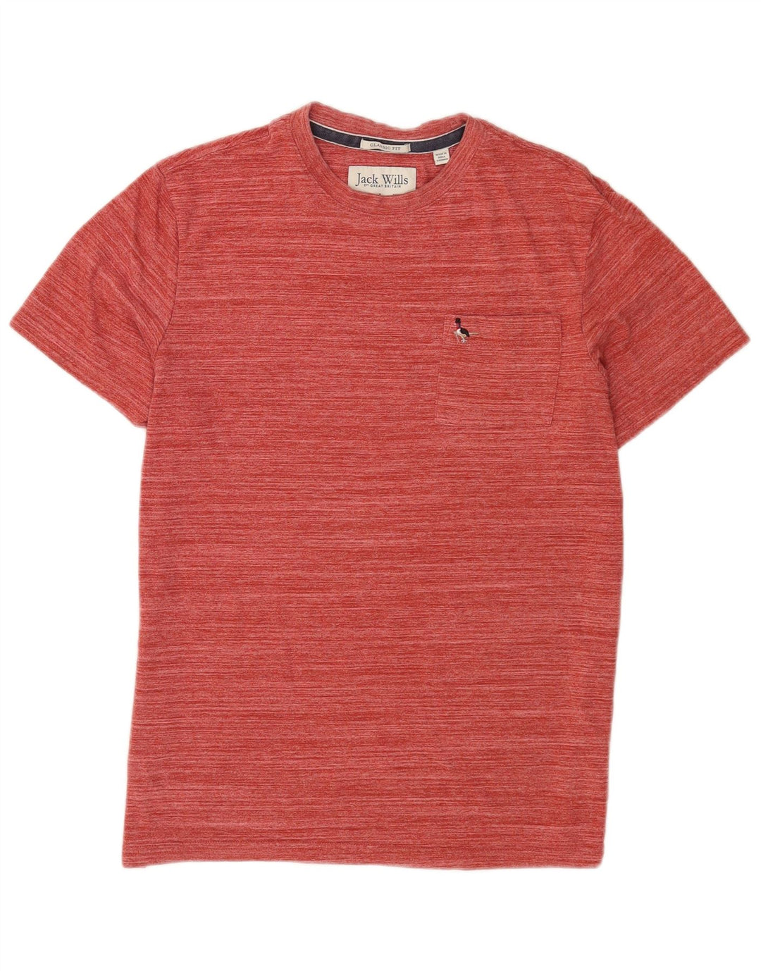 Jack Wills Herren-T-Shirt-Oberteil aus mittelbrauner, gestreifter Baumwolle