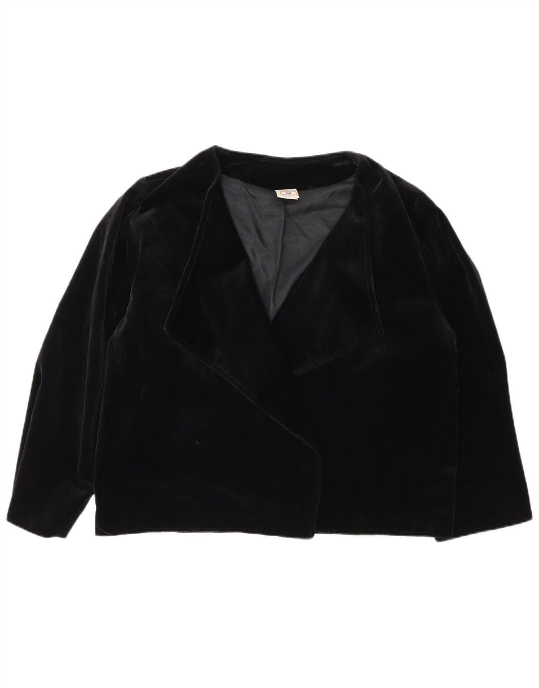 Vintage Damen Samt-Overall-Blazer-Jacke, UK 14, mittelschwarze Baumwolle
