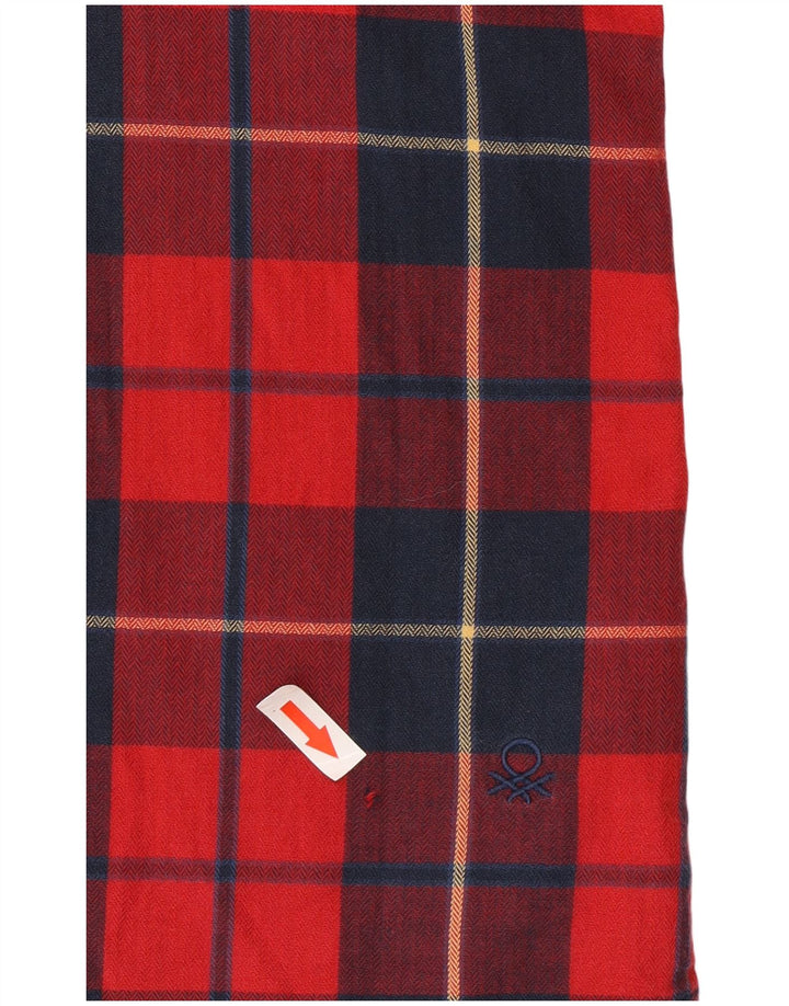 Benetton Herren-Flanellhemd, groß, rot kariert
