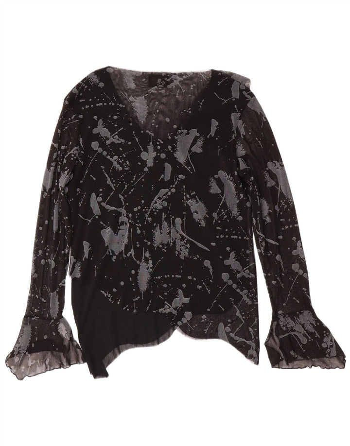 BARBARA Womens Asymmetric Blouse Top UK 12 Medium Black Flecked