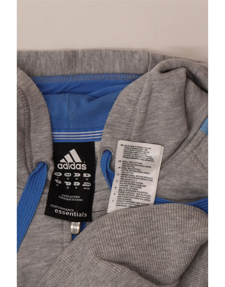 Adidas Herren-Kapuzenpullover mit Reißverschluss, mittelgraue Baumwolle