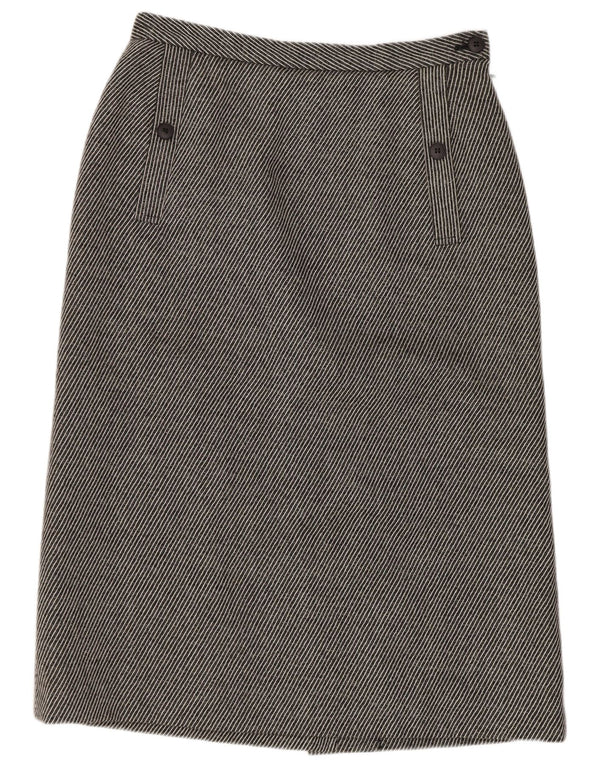 Jaeger Damen Bleistiftrock UK 14 Medium W28 Grau gestreifte Wolle