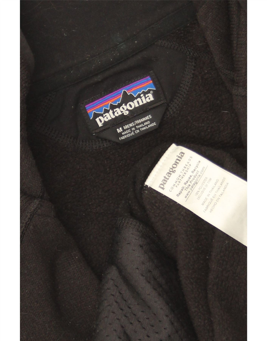 Patagonia Herren-Trainingsanzug-Top-Jacke aus mittelschwarzem Polyester