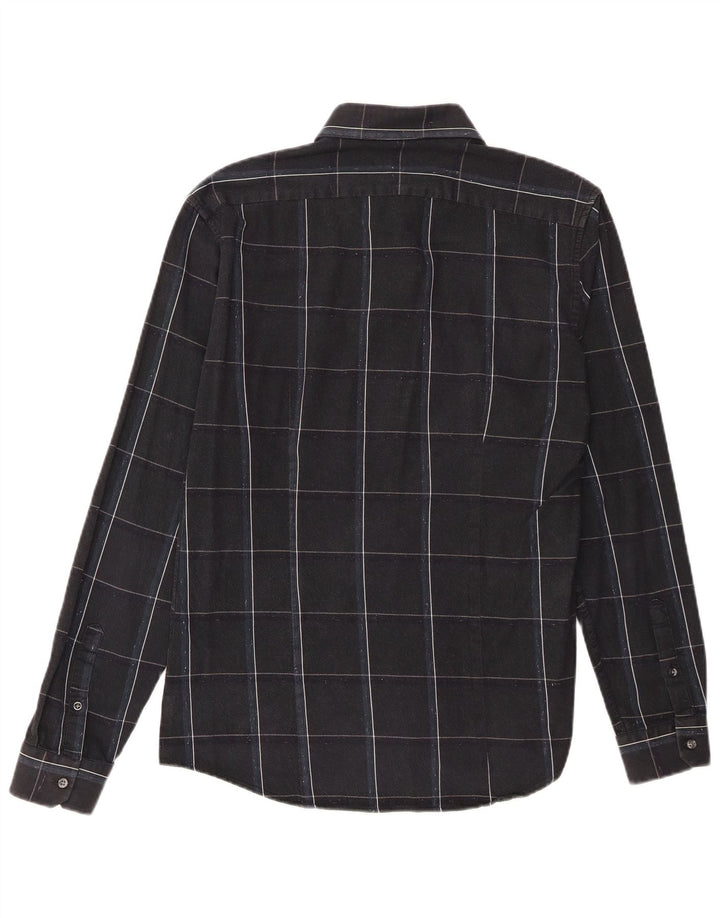 Reiss Slim-Fit-Flanellhemd für Herren, groß, marineblau, kariert, Baumwolle