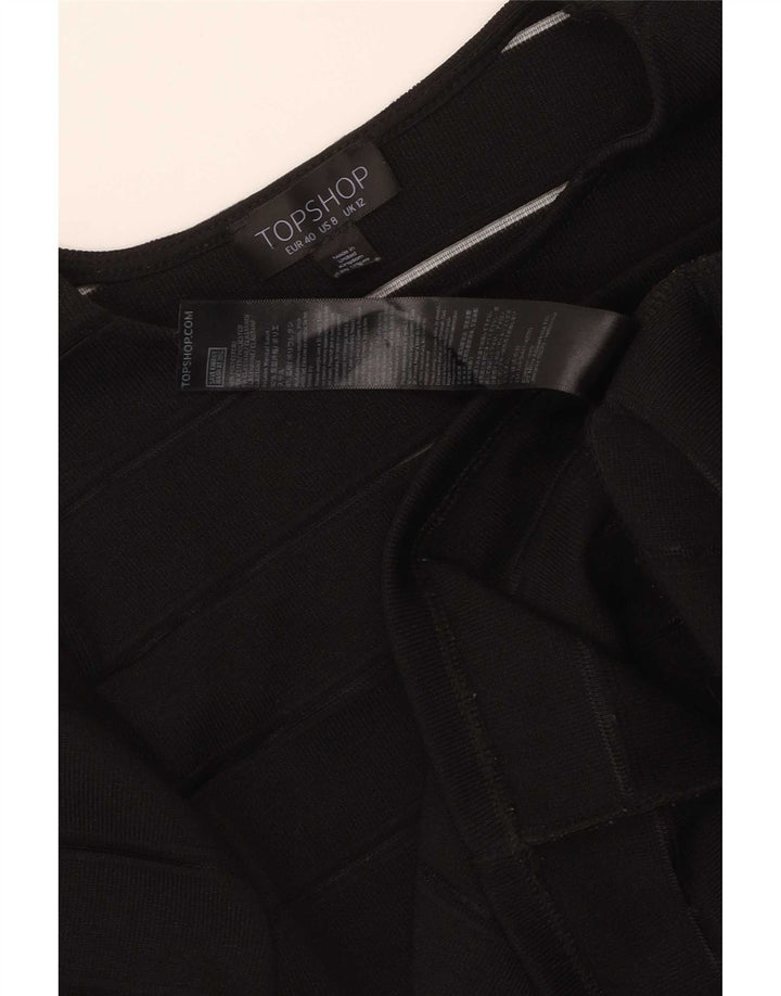 Topshop Damen-Etuikleid mit langen Ärmeln, UK 12, Mittelschwarz, gestreift, Polyester