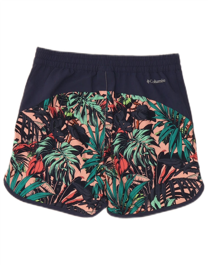COLUMBIA Damen Sportshorts UK 12 Medium Marineblau Blumenmuster Polyester